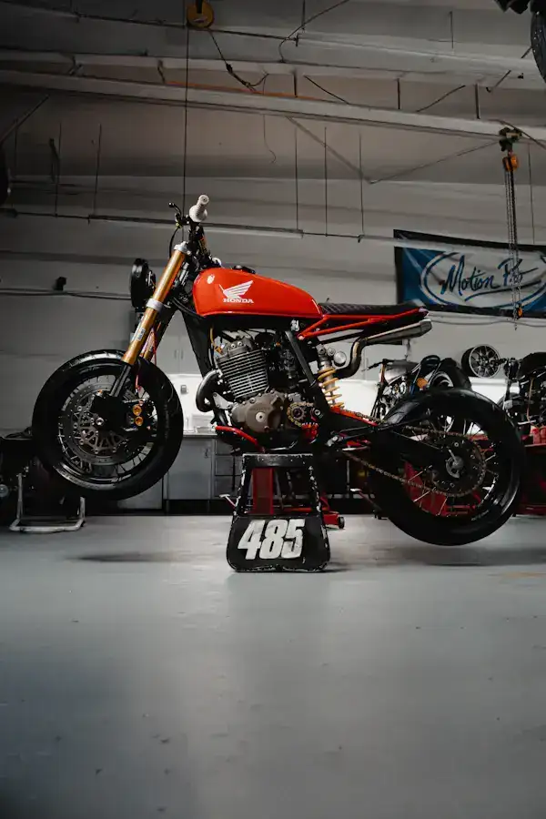 Motorcycle and powersports workshop scene